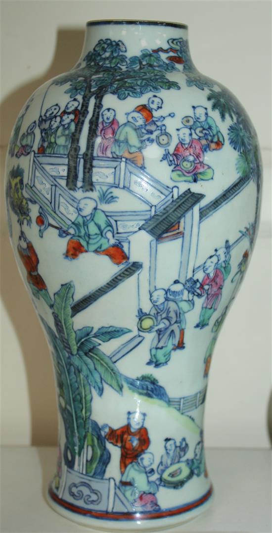 A Chinese Hundred Boys baluster vase, 18th century, 23.5cm